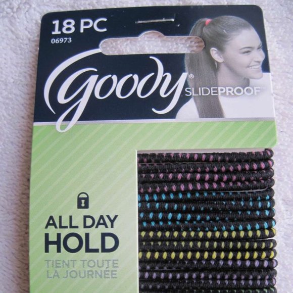 18 Goody Skinny Black w Color Stay Put Hair Bands - Picture 5 of 6